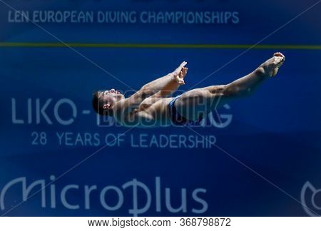 Kyiv, Ukraine - August 7, 2019: Alex Jandard Of France Performs During Mens 1m Springboard Final Of 