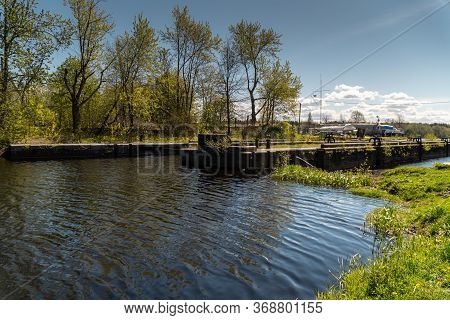 View Of The Peters Locks And The Historic Old Ladoga Canal For The Construction Of Merchant Ships In