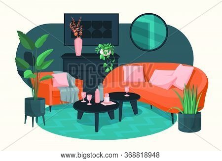 Scandinavian Style Interior Vector Illustration Fragment