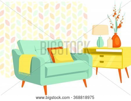 Scandinavian Style Interior Flat Vector Illustration Fragment