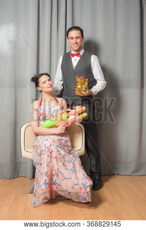 Portrait Of Smiling And Eccentric Marriage