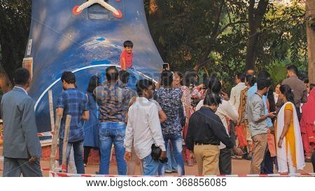 Mumbai, India - December 17, 2018: Kids And Others Are Enjoying At Boot House Inside Kamala Nehru Pa
