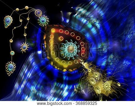 Oriental Jewels With Shining Blue Sky  Background Design