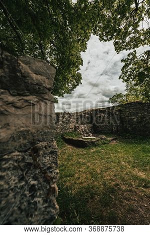 Old Wall Remains Of The Ruin Castle Hohenurach In Bad Urach Germany