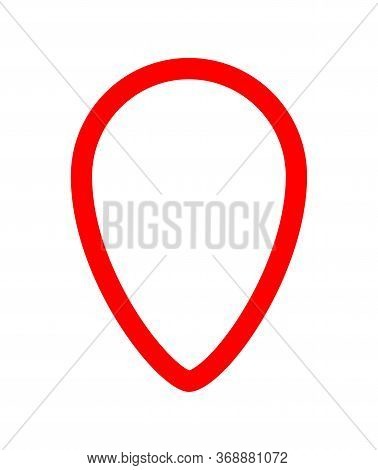 Pin Symbol Outline Red Simple For Icon Isolated On White, Red Pin Circle For Location Icon Marker, P