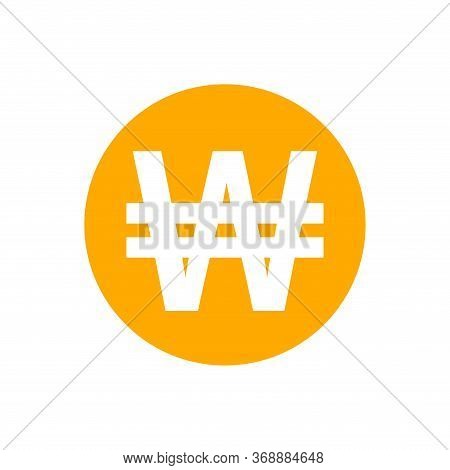 Coins Won Icon Orange In Simple Style Isolated On White, Monetary Won Currency Symbol, Korean Won Co