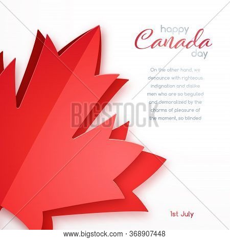 Happy Canada Day Vector Design. Greeting Card With Red Canada Maple Leaf In Paper Art Style. 1th Of 
