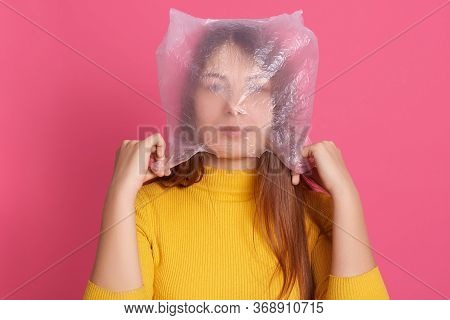 Horizontal Portrait Of Serious Confident Cute Activist Participating In Ecological Company Against P
