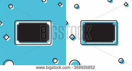 Black Doormat With The Text Welcome Icon Isolated On Blue And White Background. Welcome Mat Sign. Ra