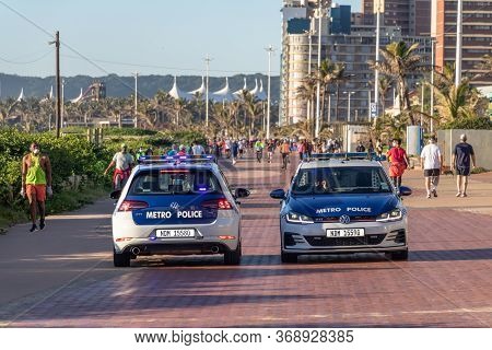 Durban, South Africa - May 03 2020 General Beachfront Views Of Durban Promenade In The Morning Durin