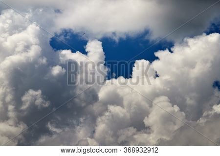 Beautiful, Spring Clouds In The Blue Sky, Which Portend The Change Of Weather.