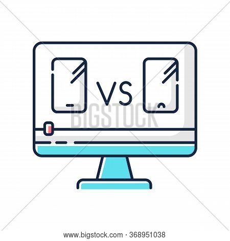 Smartphone Comparison Video Rgb Color Icon. Product Review Blog. Mobile Phone Blogger Commentary. Di
