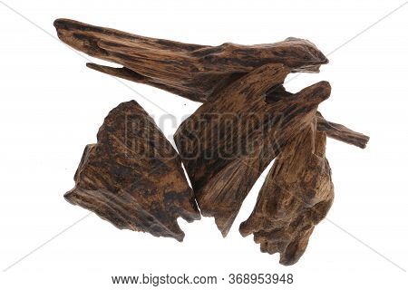 Selective Focus, Sticks Of Agar Wood Or Agarwood Background The Incense Chips Used By Burning For In