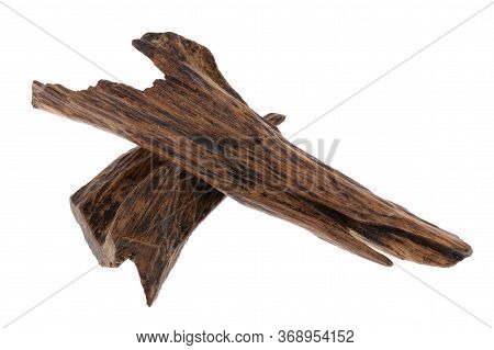 Selective Focus, Sticks Of Agar Wood Or Agarwood Background The Incense Chips Used By Burning For In