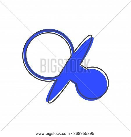 Vector Image Of Baby Pacifier Cartoon Style On White Isolated Background.