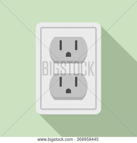 Double Power Socket Icon. Flat Illustration Of Double Power Socket Vector Icon For Web Design