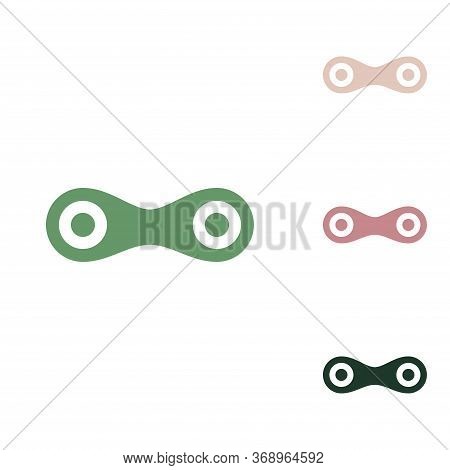 Link Sign Illustration. Russian Green Icon With Small Jungle Green, Puce And Desert Sand Ones On Whi