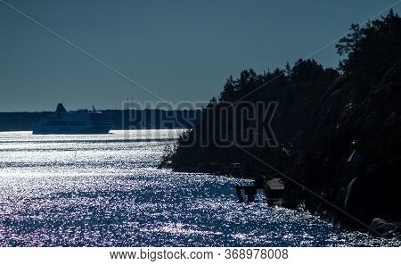22 April 2019, Stockholm, Sweden. High-speed Passenger And Car Ferry Of The Estonian Shipping Concer