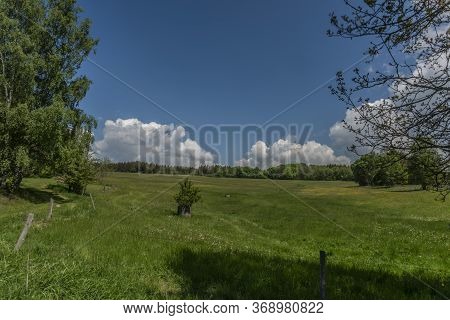 Pasture Land And Meadows Near Studanka Village In West Bohemia