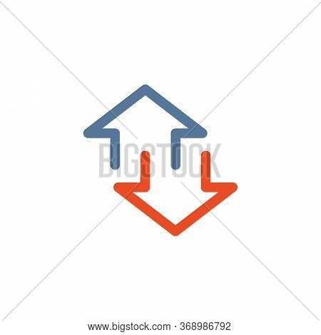 Simple Linear Up And Down Arrows. Upward, Downward Arrows In Blue And Red. Stock Vector Illustration