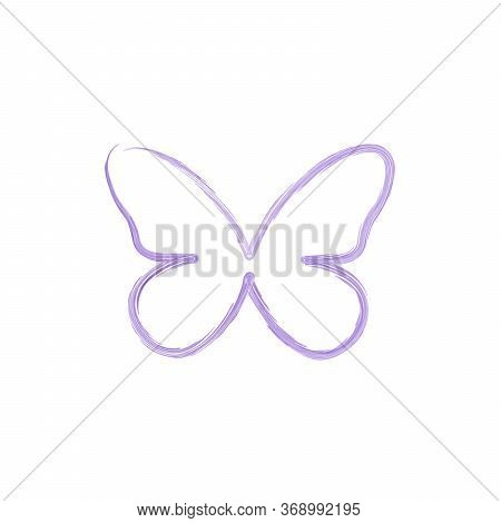Simple Beautiful Watercolor Butterfly Silhouette. Stock Vector Illustration Isolated On White Backgr