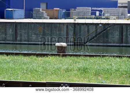 Bollards Are Ideal For Mooring Ships, Photographed On The Port
