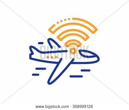 Airplane Wifi Line Icon. Aircraft Wi-fi Sign. Inflight Internet Symbol. Colorful Thin Line Outline C