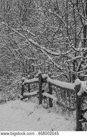 Nice Winter Landscape In The Estrie Region Of Quebec, Canada