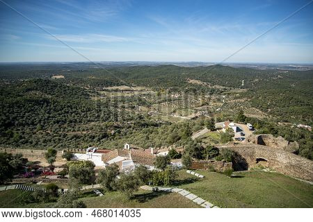 The Landscape Near The Old Town In The Village Of Evoramonte In Alentejo In Portugal.  Portugal, Evo