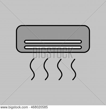 Split-system Air Conditioner Flat Vector Isolated Grayscale Icon. Graph Symbol For Household Electri