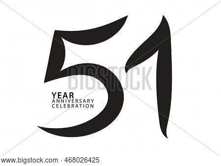 51 Year Anniversary Celebration Black Color Logotype Vector, 51 Number Design, 51th Birthday Invitat