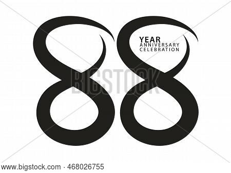 88 Year Anniversary Celebration Black Color Logotype Vector, 88 Number Design, 88th Birthday Invitat