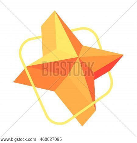Voluminal Four Pointed Star Geometric Shape Design. Compass Star. Three Dimensional Figure. Editable