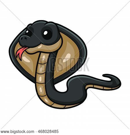 Vector Illustration Of Cute Javan Spitting Cobra Cartoon