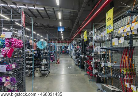 Howrah, West Bengal, India - 26th October 2020 : Various Sports Goods On Sale At Decathlon Store Of 