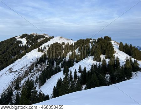 Peak Of The Mountain Kronberg (kronberg-gipfel) And The First Late Autumn Snow In The Alpstein Mount
