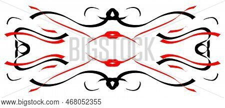 Calligraphy Vector Frame Border In Black And Red Color Isolated On White Background. Weding, Label T