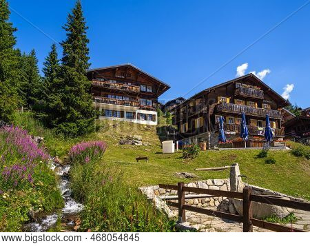 Bettmeralp, Switzerland - July 16, 2022: Idyllic Tourist Resort Of Bettmeralp Is Located In The Bern