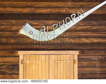 Bettmeralp, Switzerland - July 16, 2022: Instrument Alphorn Or Alpenhorn Or Alpine Horn Is A Labroph