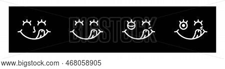 Yummy Face Smile Icon. Delicious Emoji, Yummy Smile Emoji With Tongue Lick Mouth. Delicious Tasty Fo