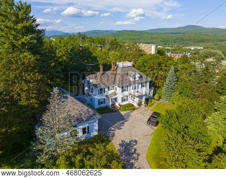 President\'s House Aerial View At 10 School Street In Plymouth State University In Summer In Histori
