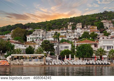 Istanbul, Turkey - August 25, 2022: View Of The Mountains Of Kinaliada Island From Marmara Sea, With