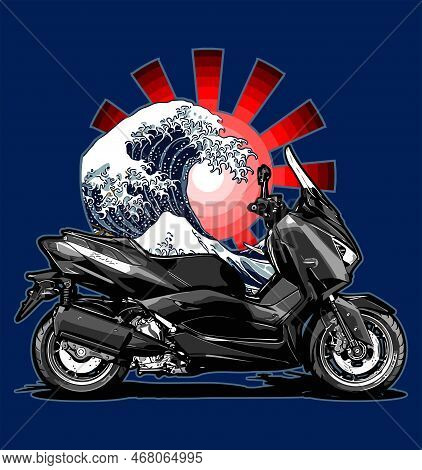A Big Scooter With The Sun In The Background