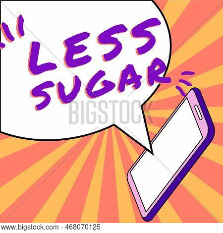 Conceptual Caption Less Sugar. Word For Lower Volume Of Sweetness In Any Food Or Drink That We Eat