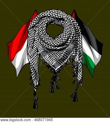 A Palestine Flag Background Turban Vector Template