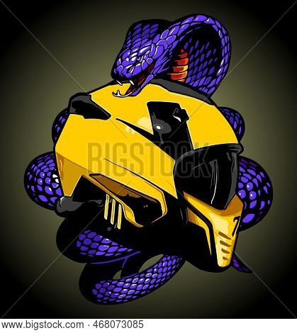A Snake Wrapped Around A Yellow Helmet