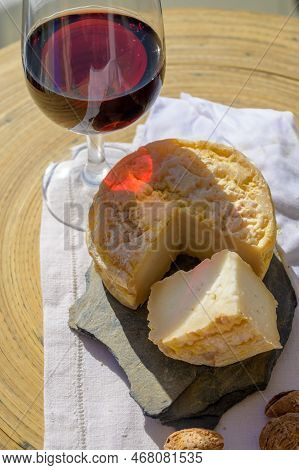 Tasting Of Tawny Port Wine And Local Portuguese Matured Cheese Queijo Serpa, Setubal Area, Portugal
