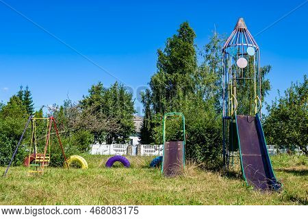 Photography On Theme Empty Playground Equipment For Kids
