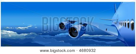 Vector Passenger Jet In The Sky