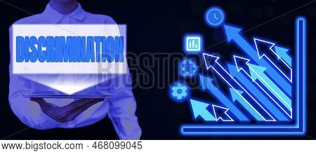 Text Sign Showing Discrimination. Concept Meaning Prejudicial Treatment Of Different Categories Of P